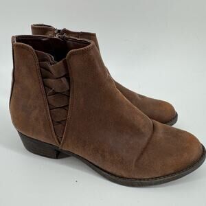 Carlos by Carlos Santana Brown Suede Ankle Booties 7M Western Boho Zip BERT